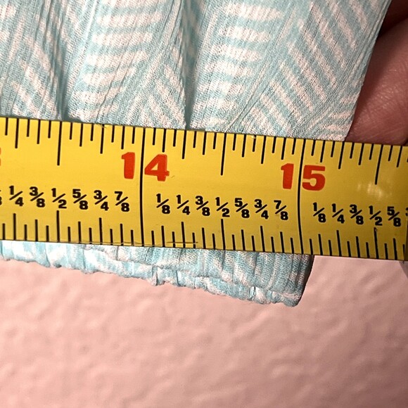 The Limited Sz S Sheer Blouse 3/4 Balloon Sleeve Pale Blue Striped Buttons - Picture 12 of 12